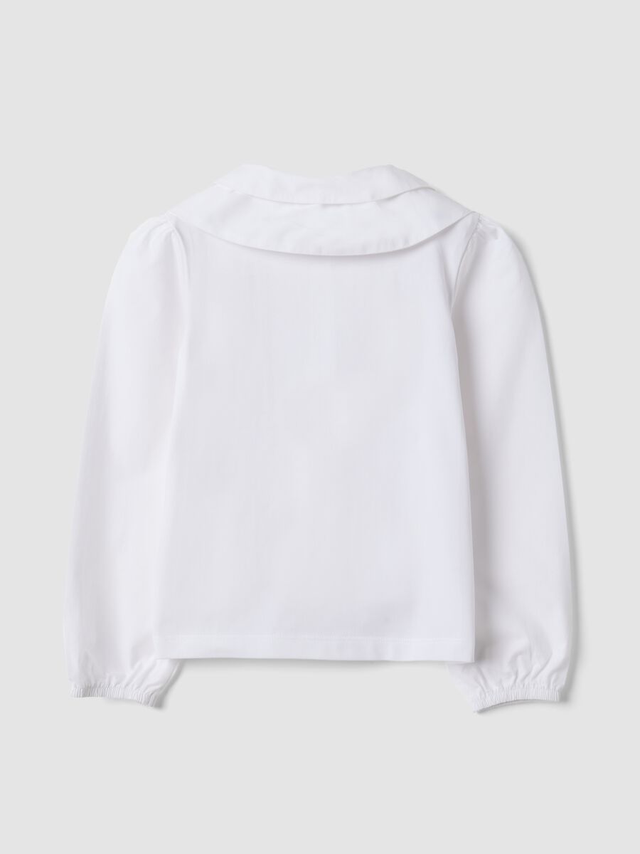 White stretch cotton blouse with rounded collar, regular fit_1