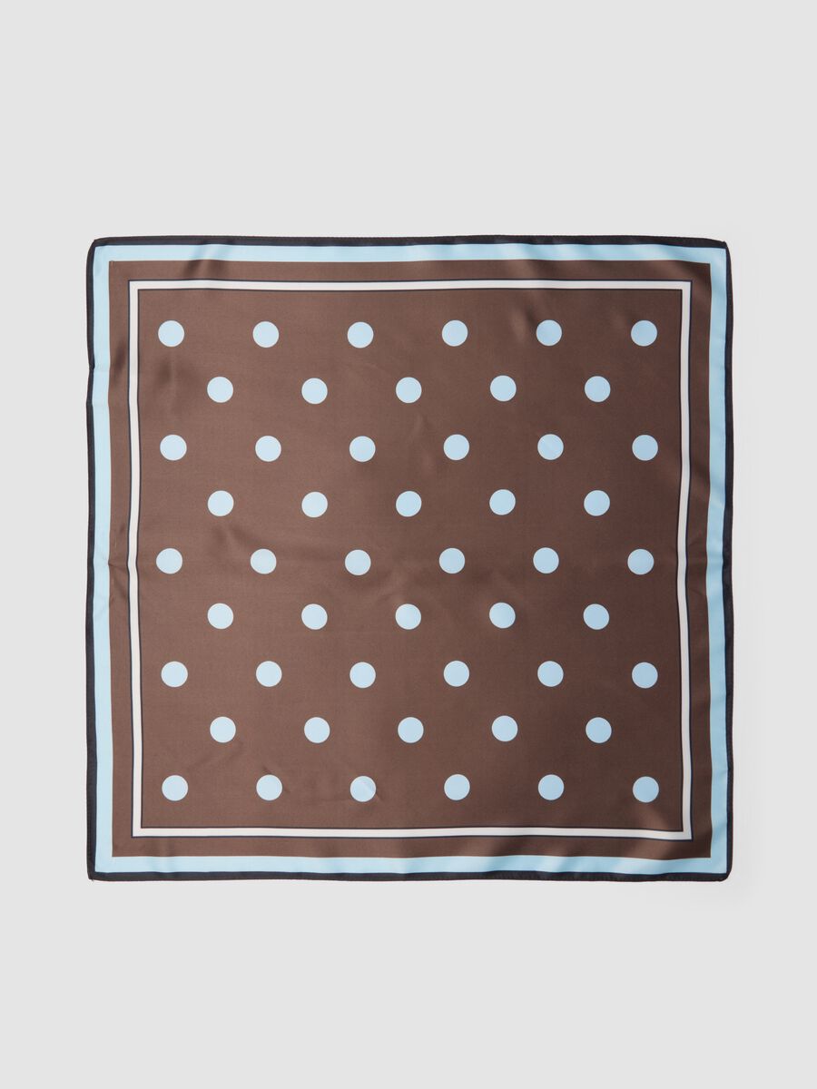 Brown polka-dot scarf with contrast border_1