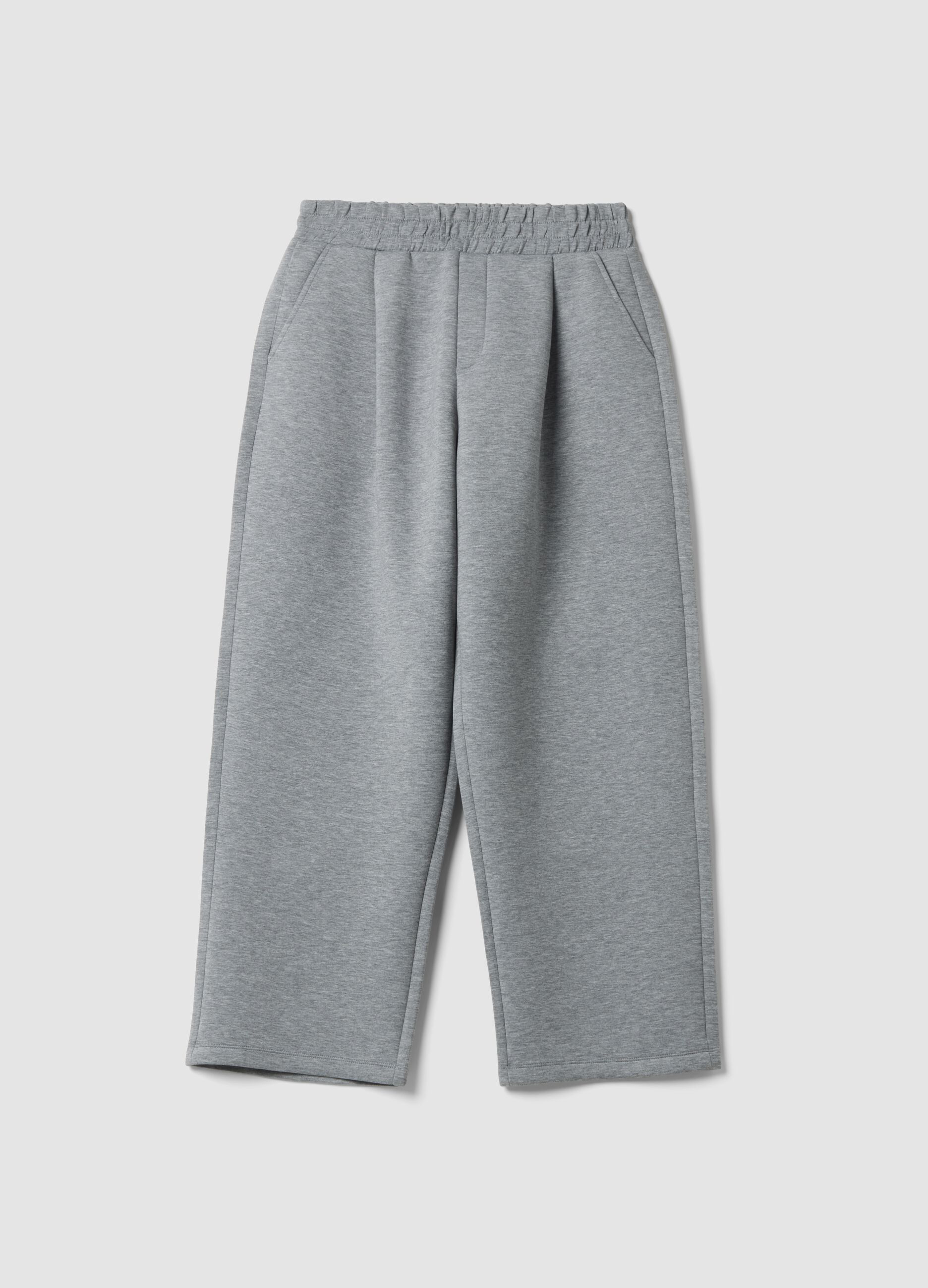 Pantaloni grigio melange in viscosa elasticizzata over fit