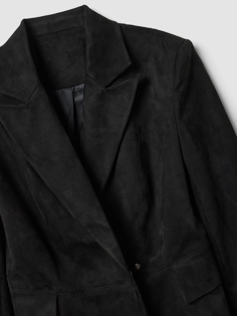 Black Faux Suede Blazer_7