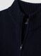Navy rib-knit zip cardigan with collar, regular fit_5
