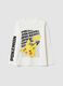 Cream White Pure Cotton T-shirt with Pikachu Print, Regular Fit_0