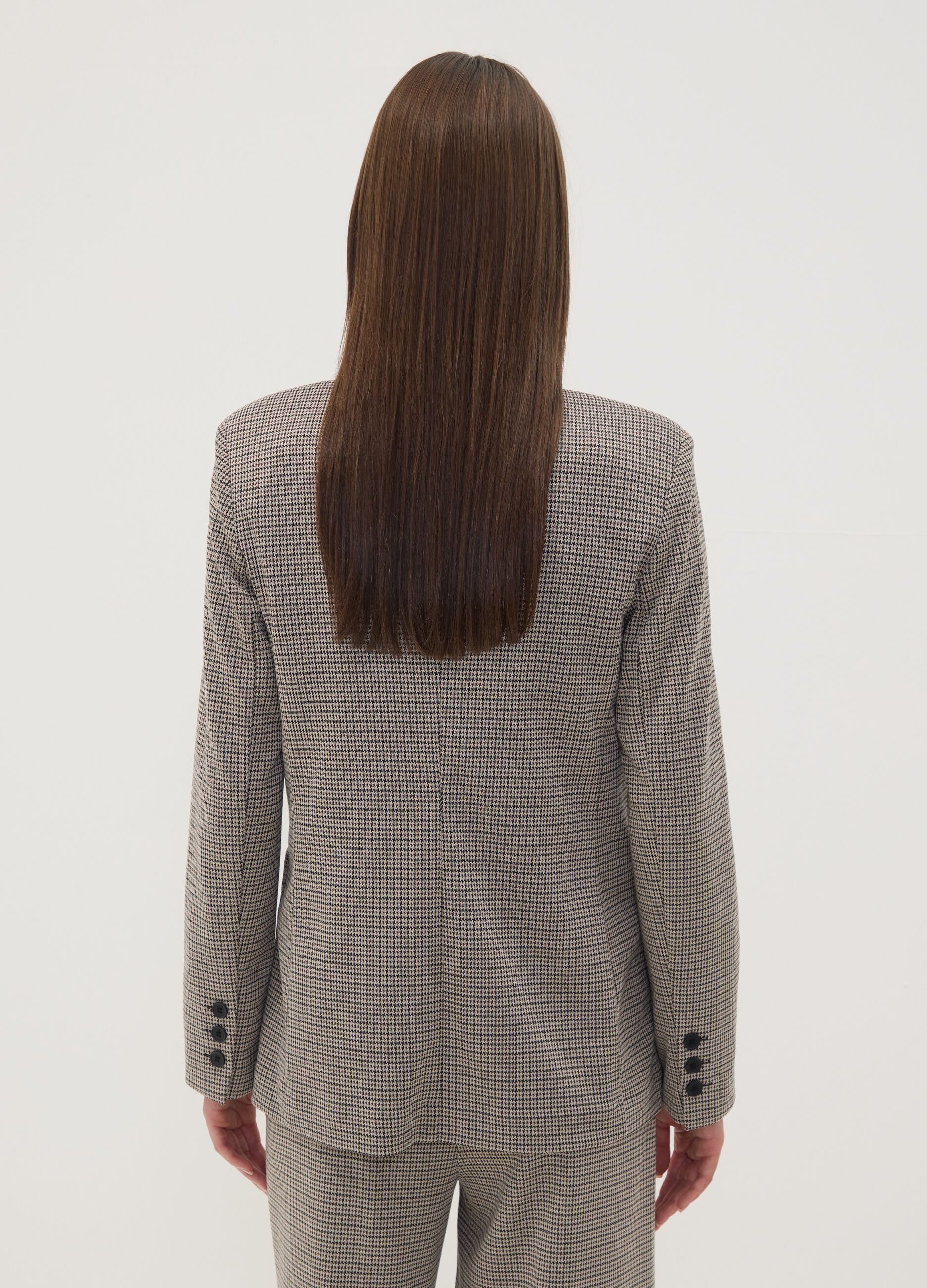 Blazer beige in viscosa elasticizzata a fantasia