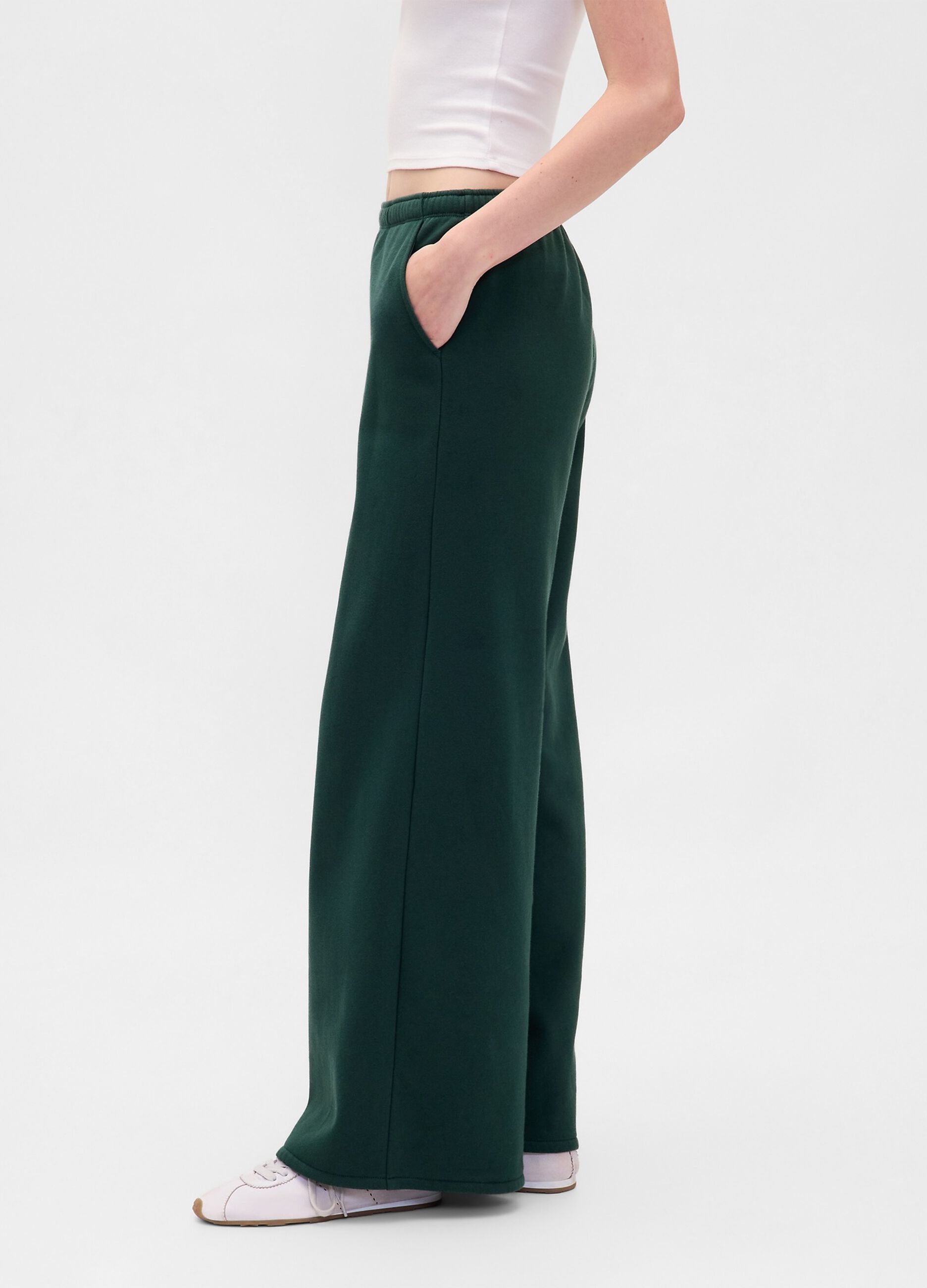 Green Palazzo Trousers in Cotton and Polyester Blend