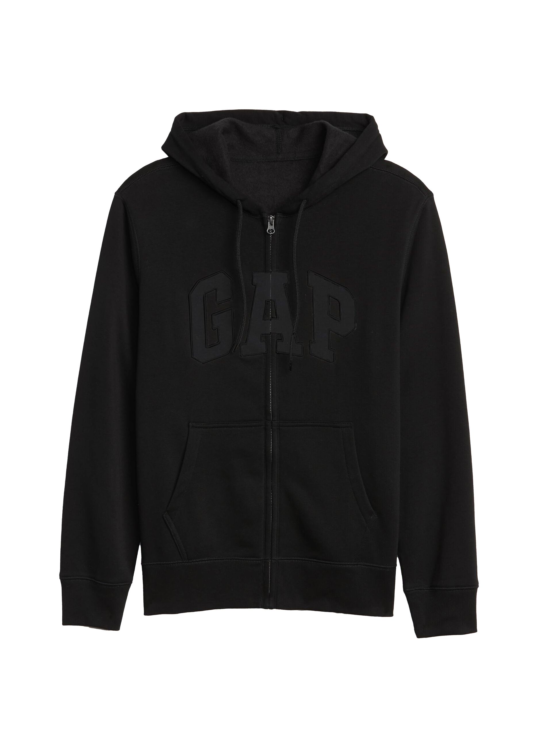 Full-zip sweatshirt in fleece with hood and embroidered logo