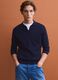 Blue long-sleeve pure cotton polo shirt_2