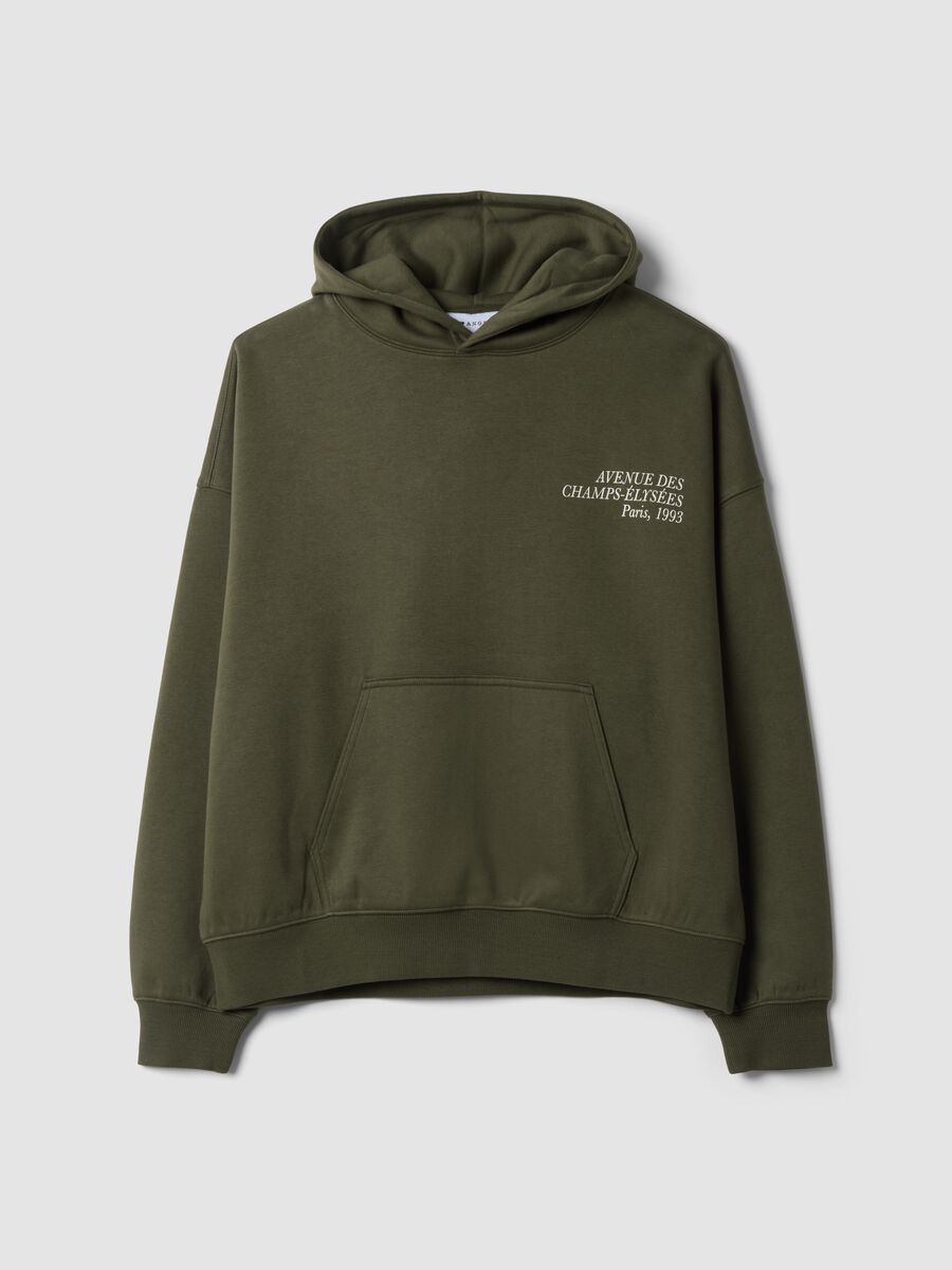 Green cotton-blend hoodie with crew neck_0