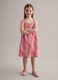 Pink sleeveless dress with wave print_1