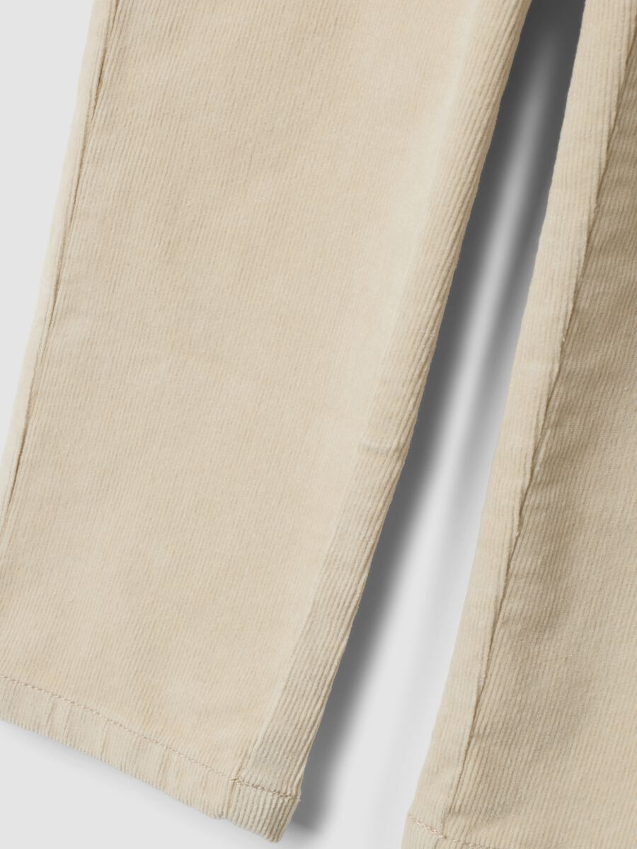 Beige ribbed stretch cotton trousers_3
