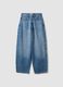Blue pure-cotton skater-fit jeans with rhinestones_0