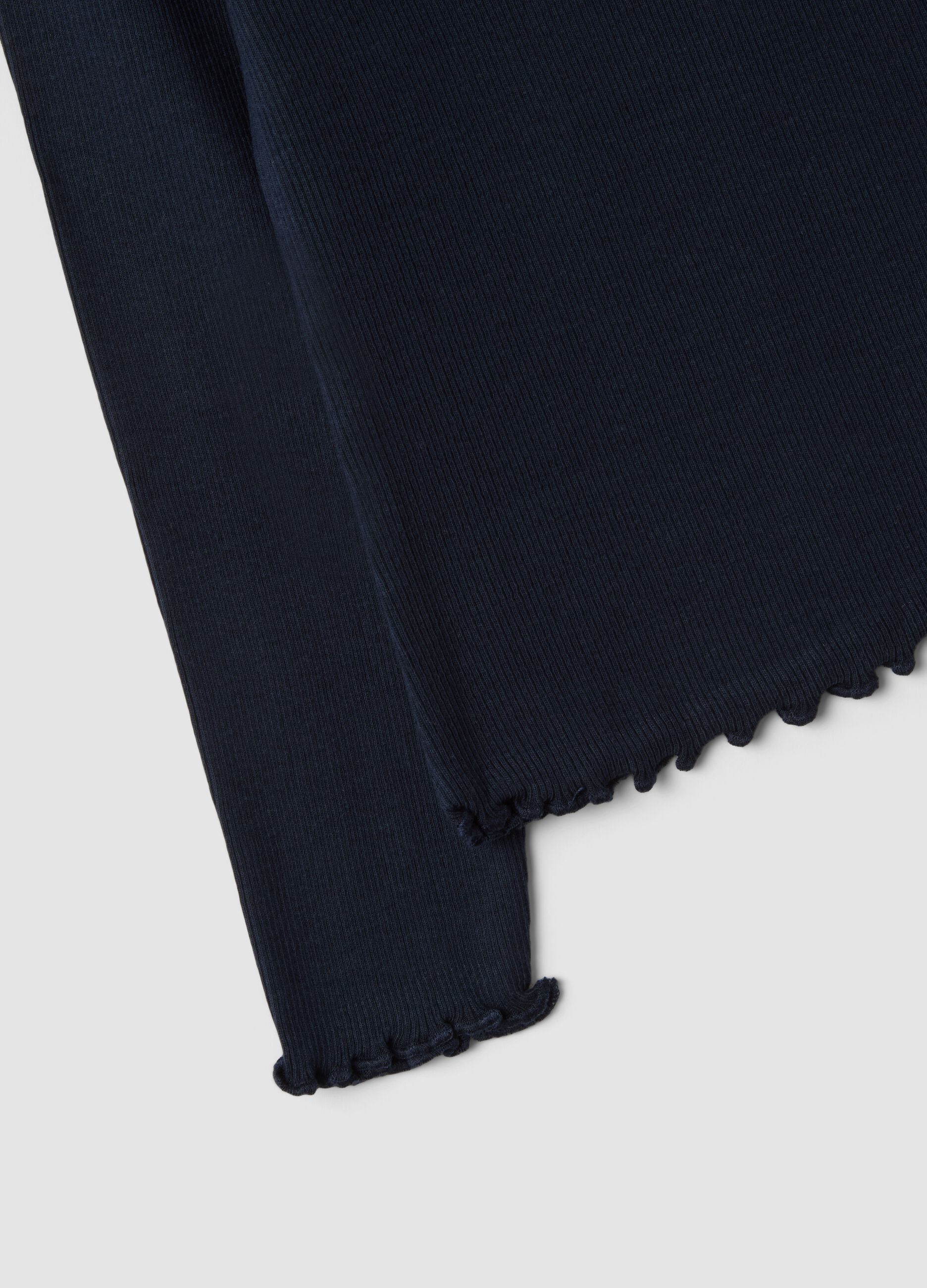 Blue ribbed stretch organic cotton T-shirt