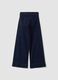 Dark blue wide-leg stretch cotton jeans_1