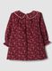 Burgundy red floral pure cotton crew-neck dress, regular fit_1