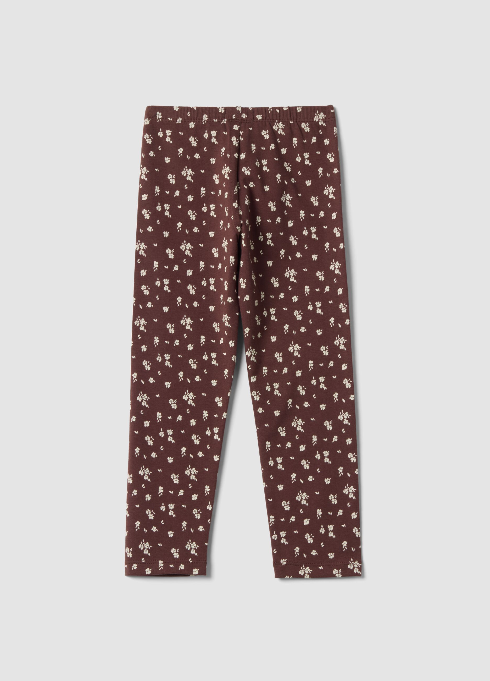 Brown floral organic stretch cotton leggings