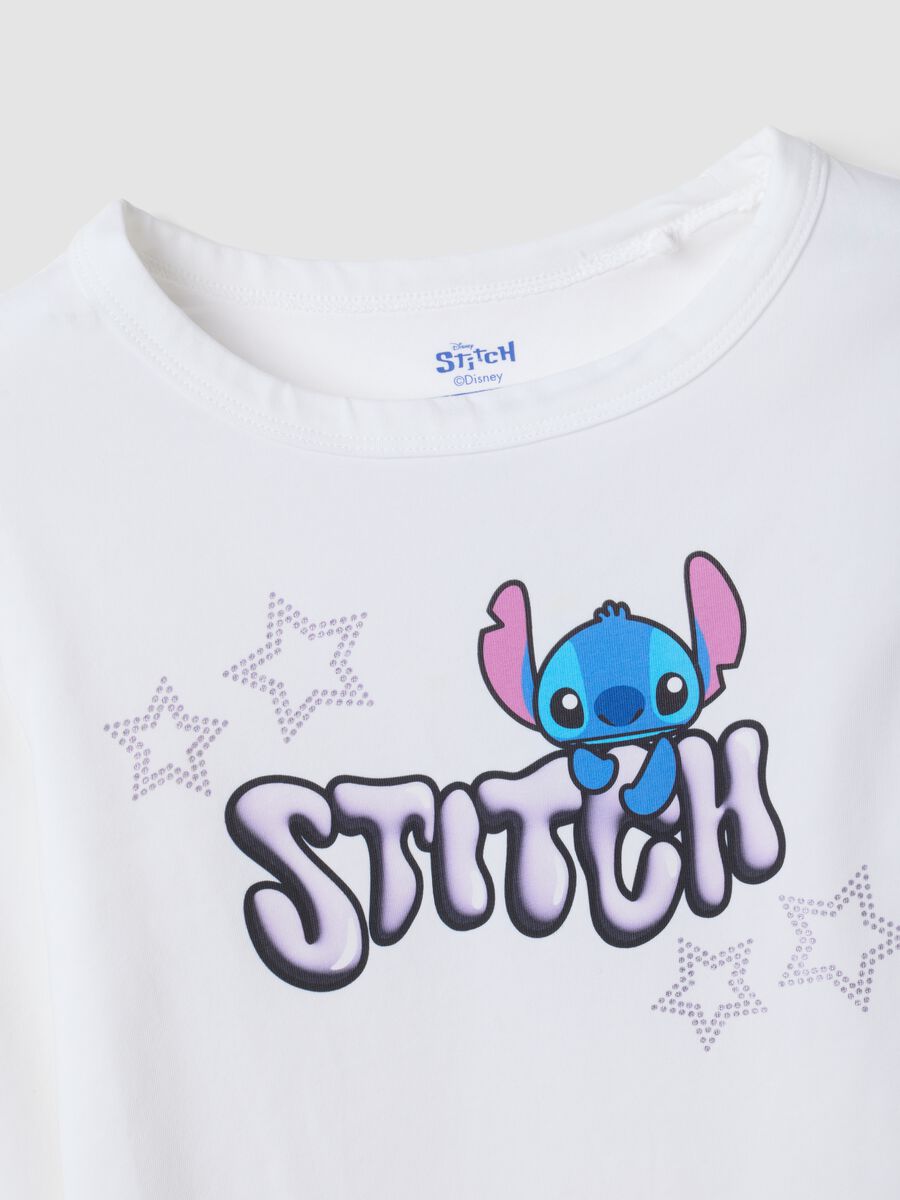 White stretch cotton T-shirt with Lilo & Stitch print_1