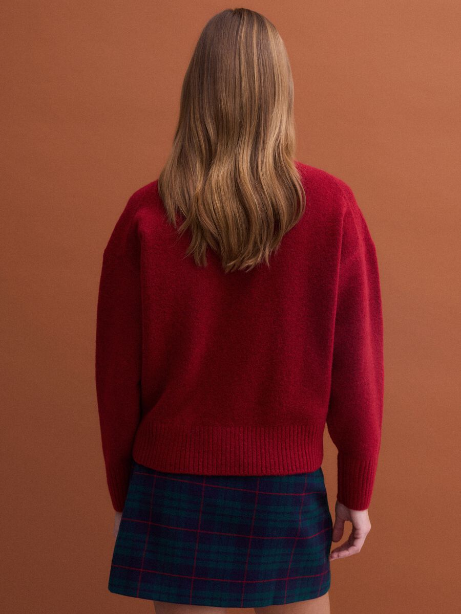 Red stretch wool jumper with raised neck_3