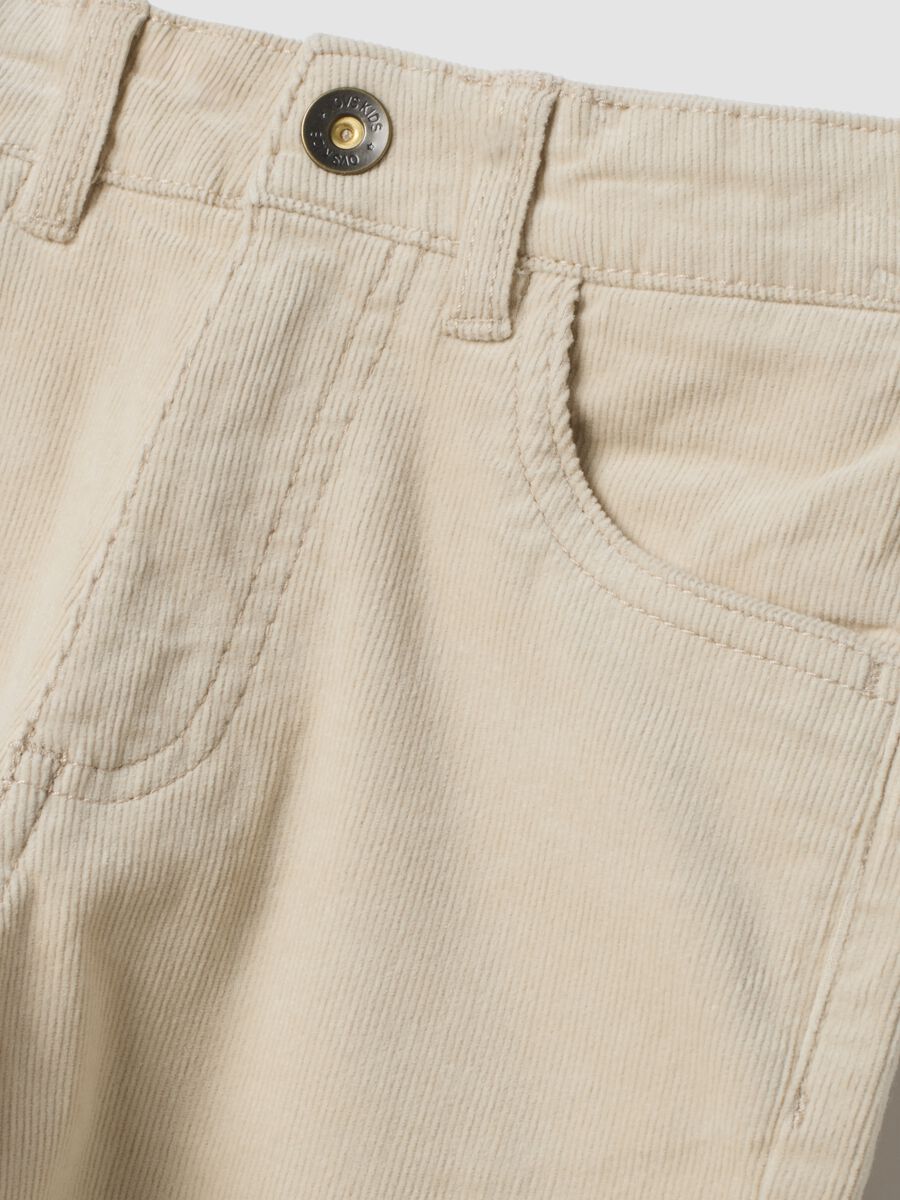 Beige ribbed stretch cotton trousers_2