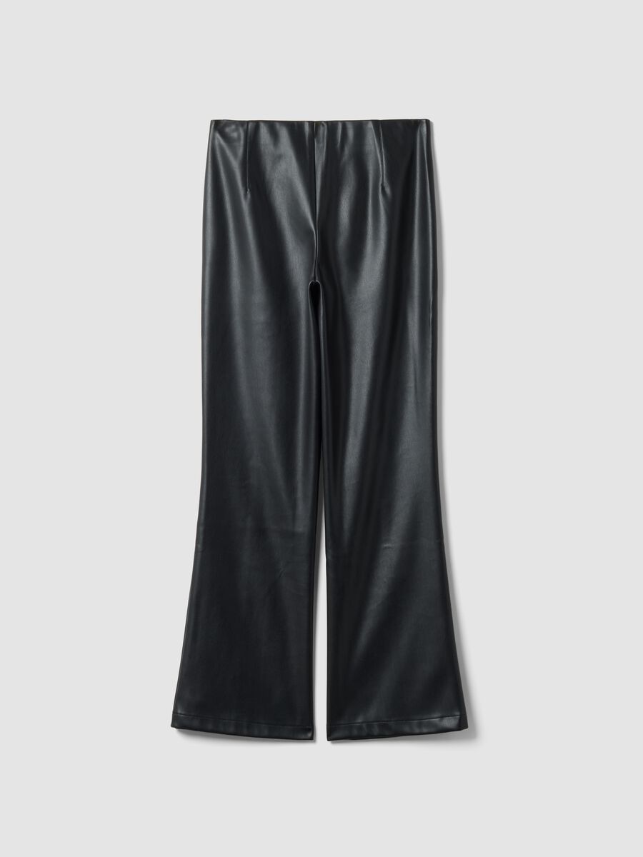 Black flare leggings with regular waist and elasticated band_6