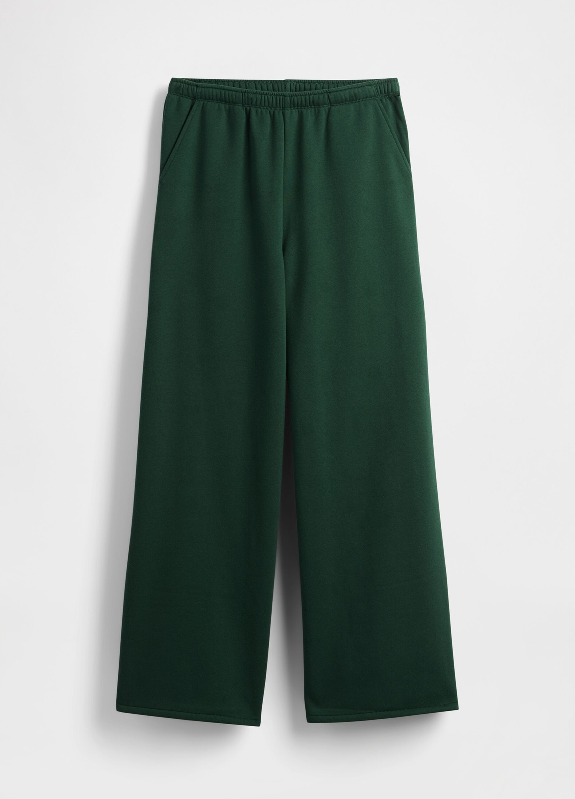 Green Palazzo Trousers in Cotton and Polyester Blend