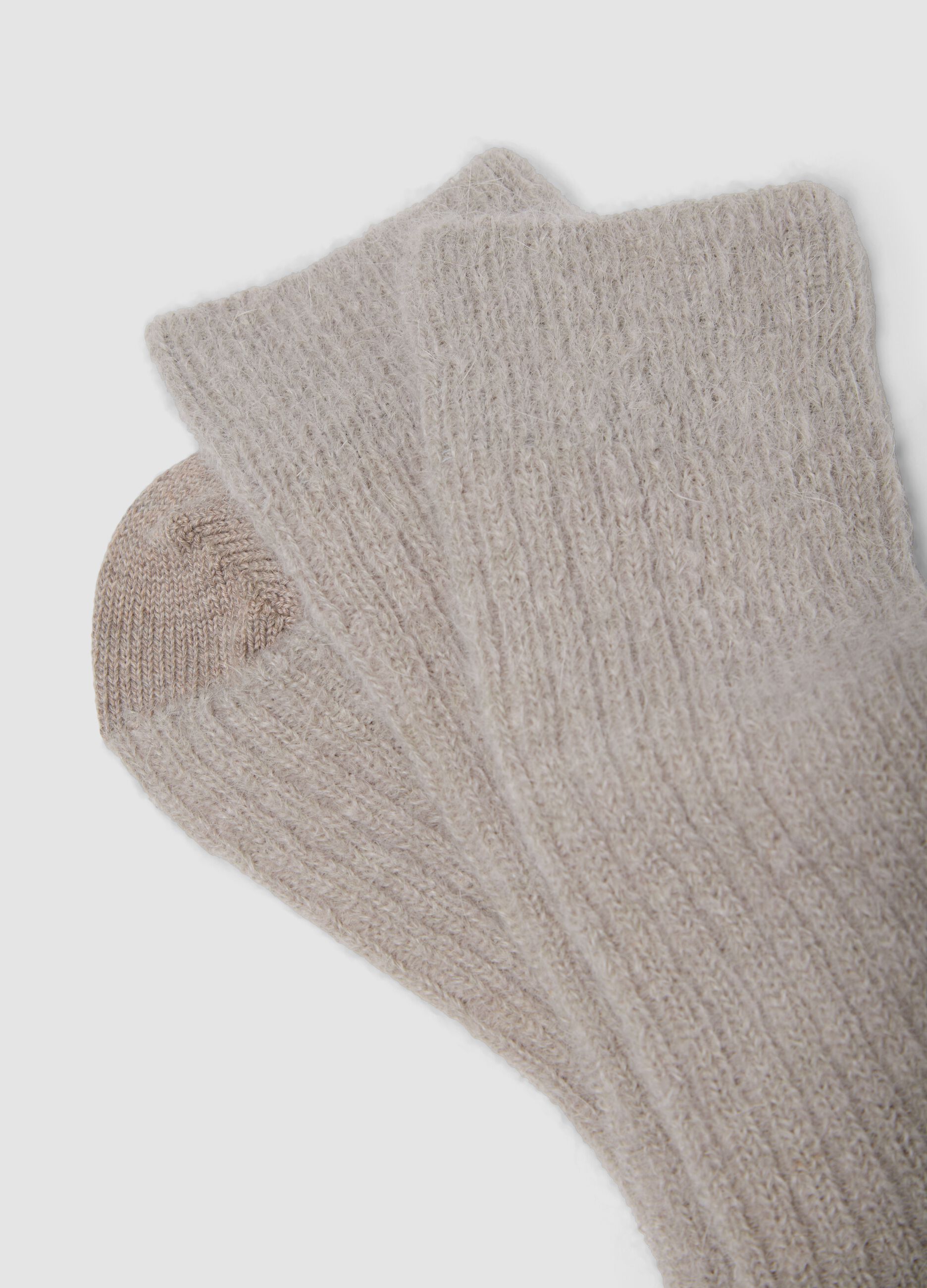 White stretchy mohair and alpaca socks