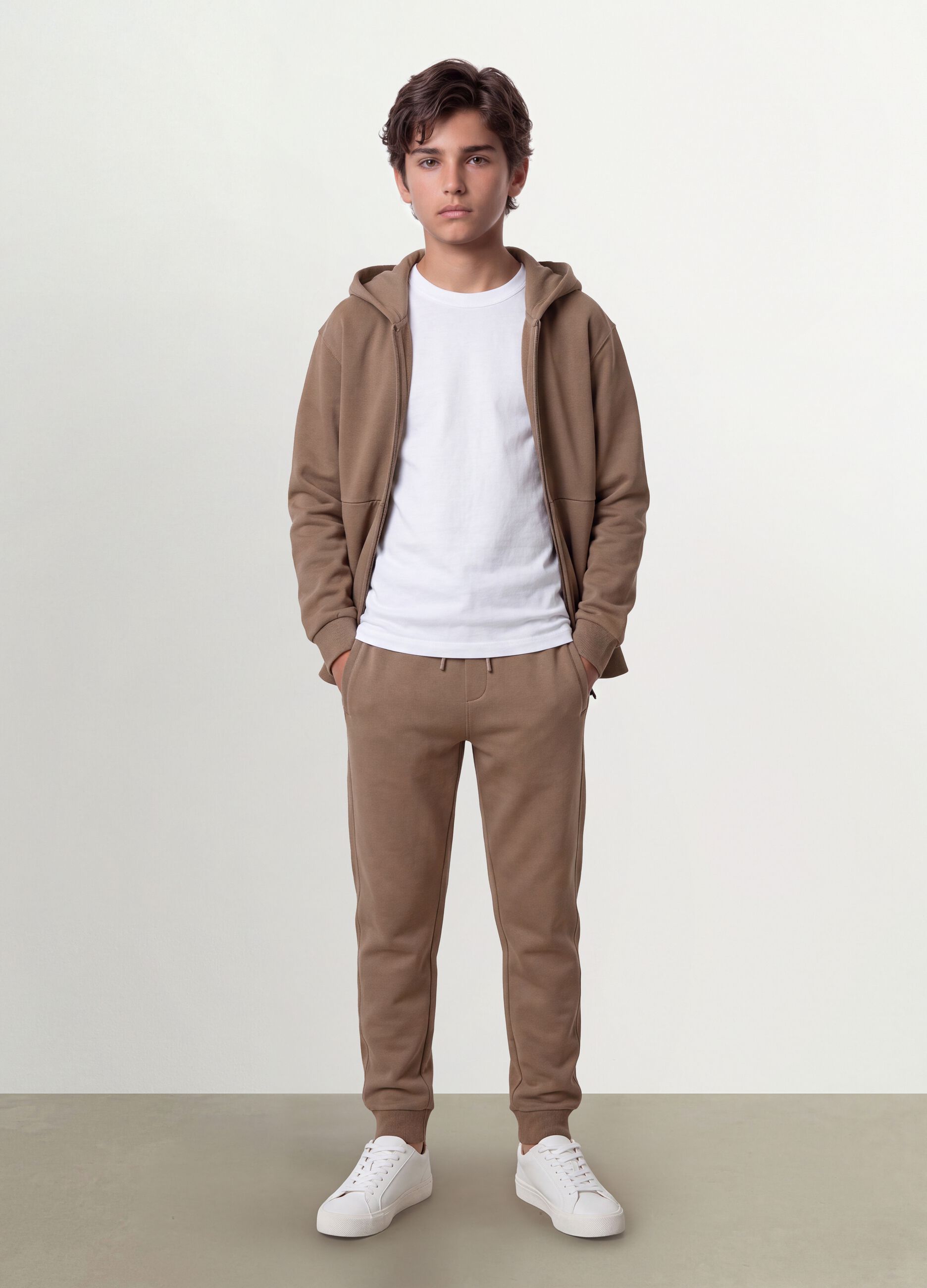 Beige organic cotton joggers
