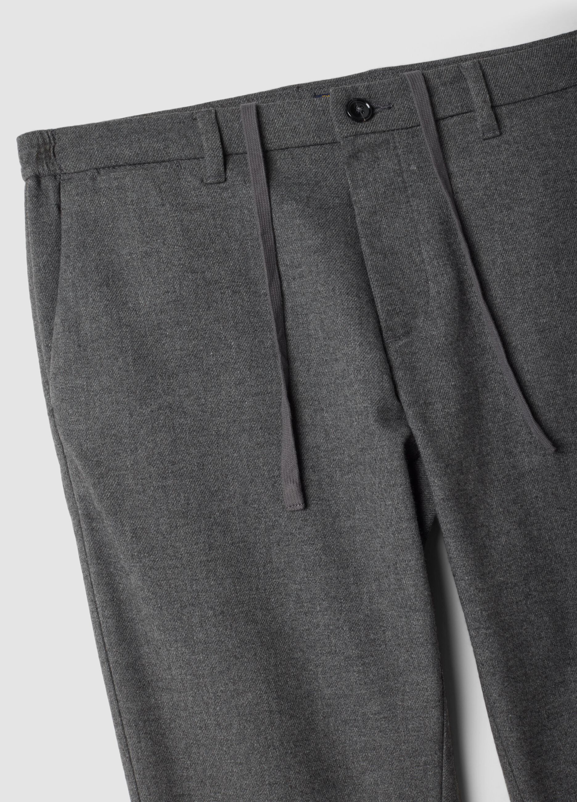 Pantaloni chino grigio melange in misto viscosa elasticizzata regular fit