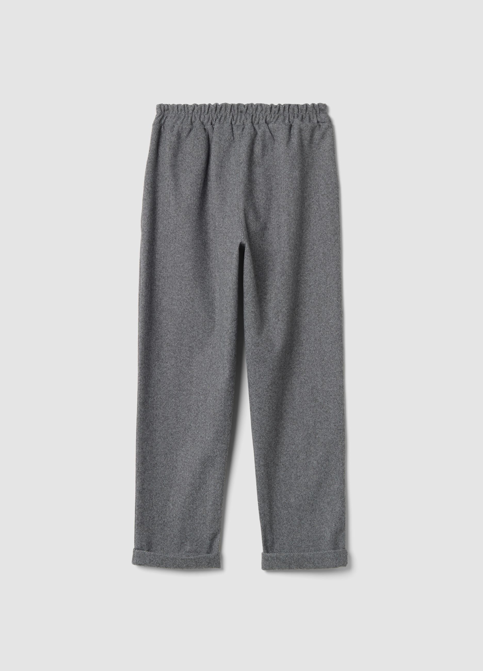 Grey regular-fit trousers with chevron pattern