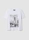 White pure cotton T-shirt with graphic print, regular fit_0