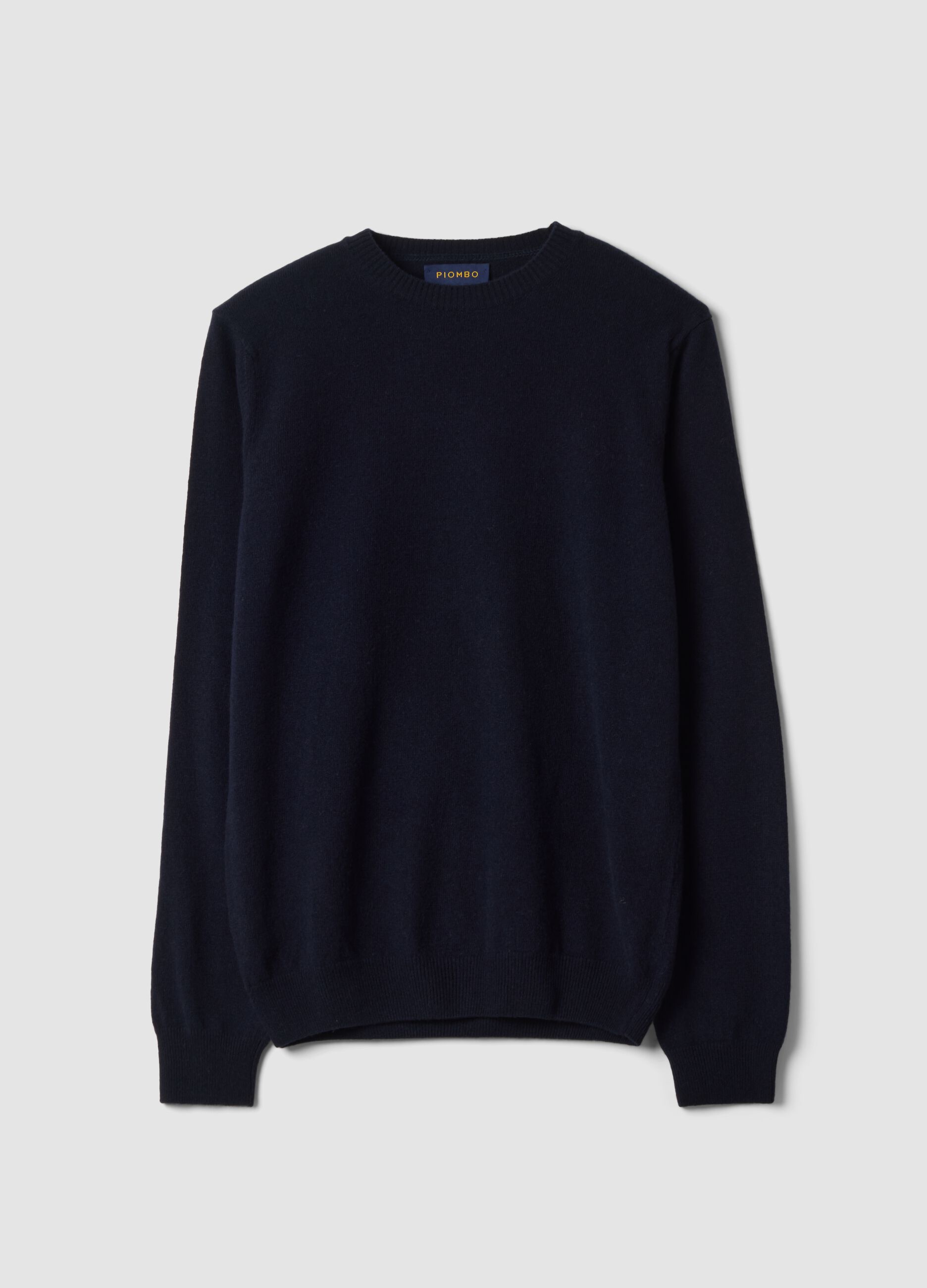 Blue pure wool crew-neck jumper, regular fit