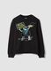 Black pure cotton crew-neck sweatshirt with print_0