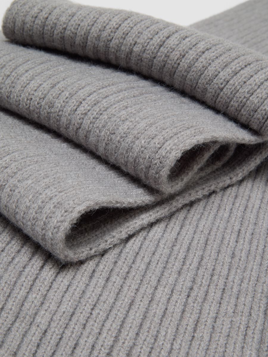 Grey marl rib-knit scarf_2
