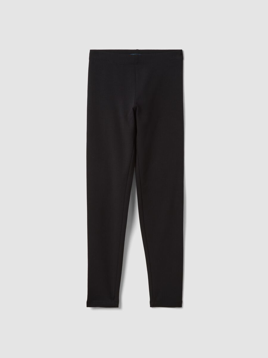 Black stretch cotton leggings_0
