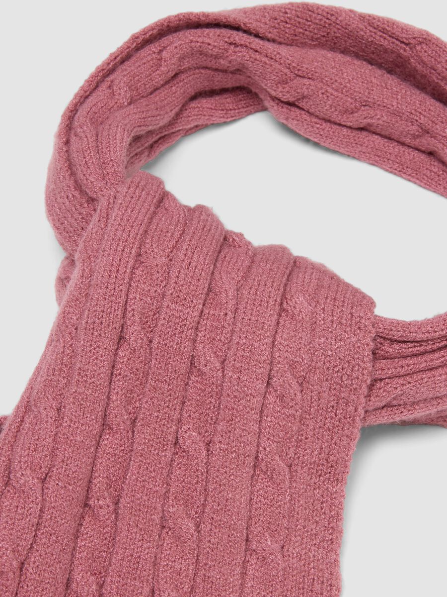 Pink cable-knit viscose-blend scarf_1