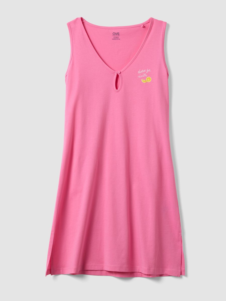 Pink pure cotton nightdress with V-neck_4