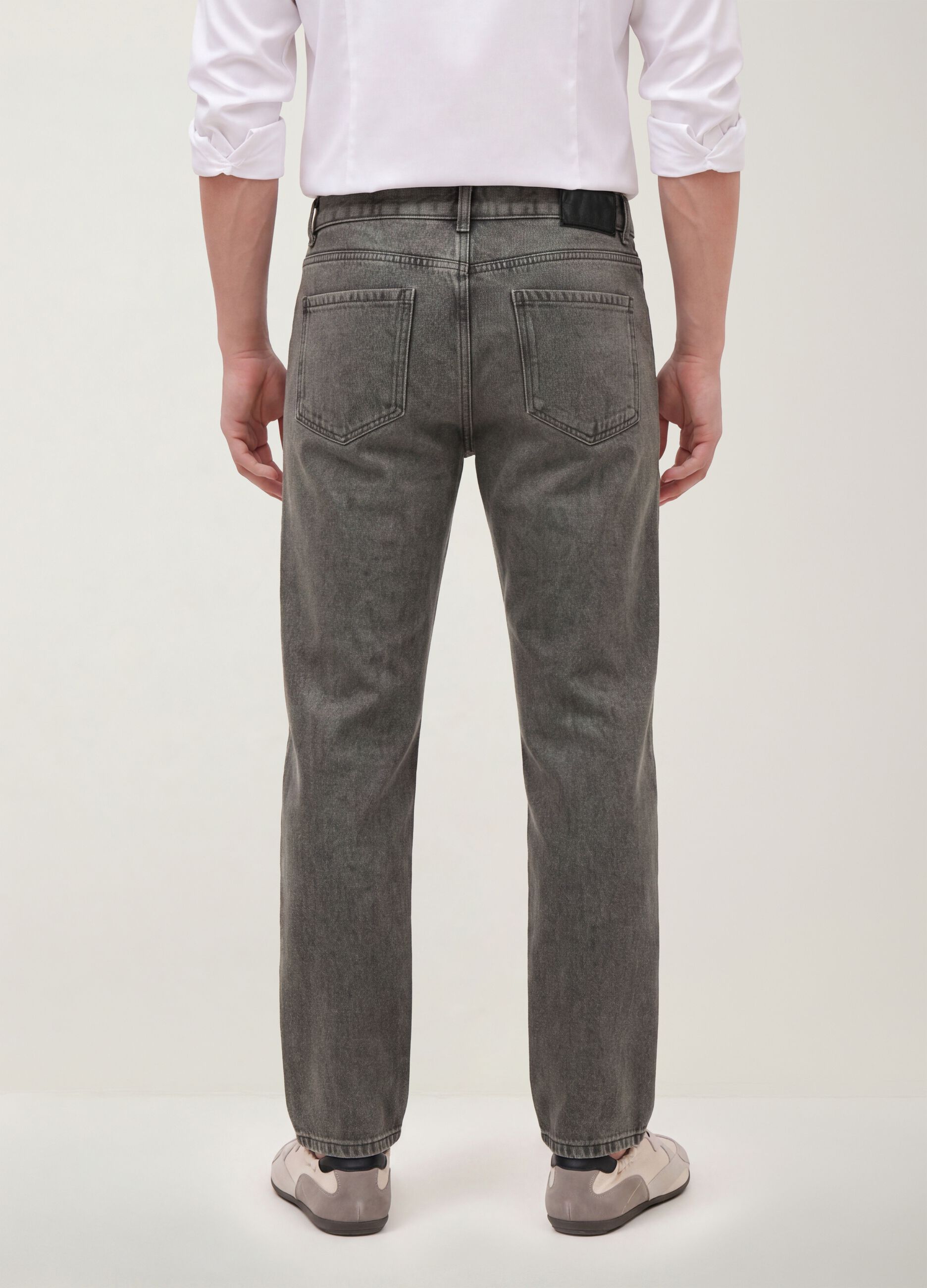 Grey regular-fit jeans in cotton, lyocell and viscose blend