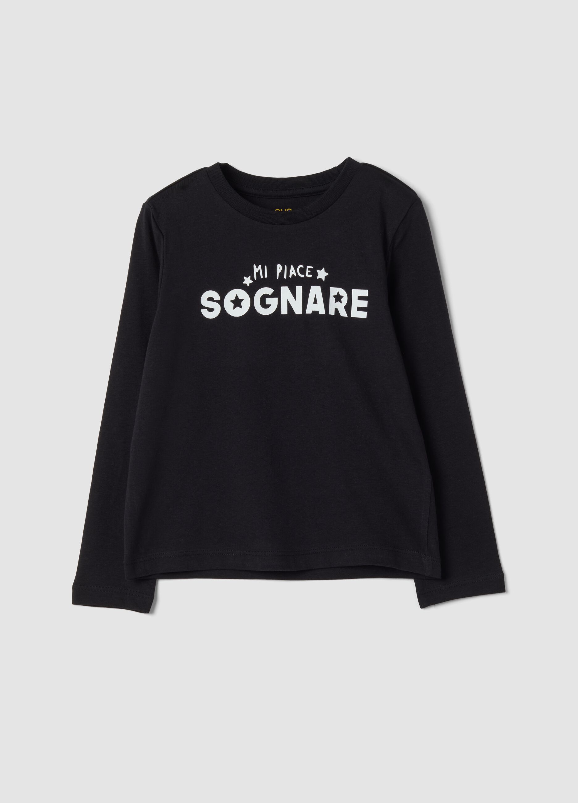 Black crew-neck T-shirt in pure organic cotton