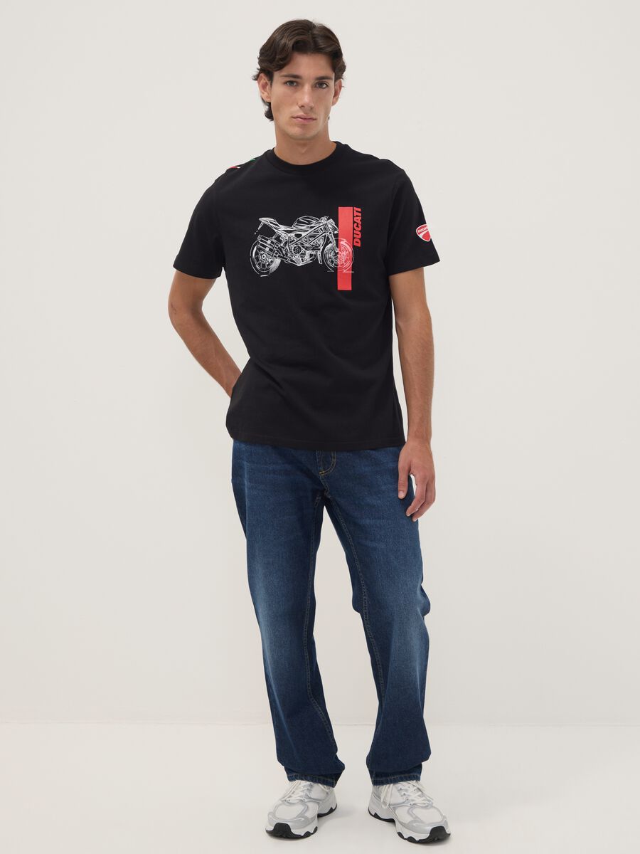 Black pure cotton Ducati print T-shirt, regular fit_1