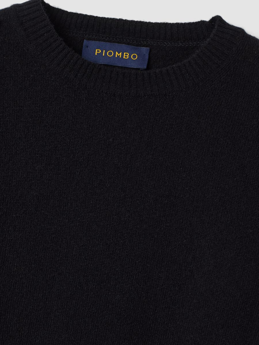 Black pure wool crew-neck jumper, regular fit_1
