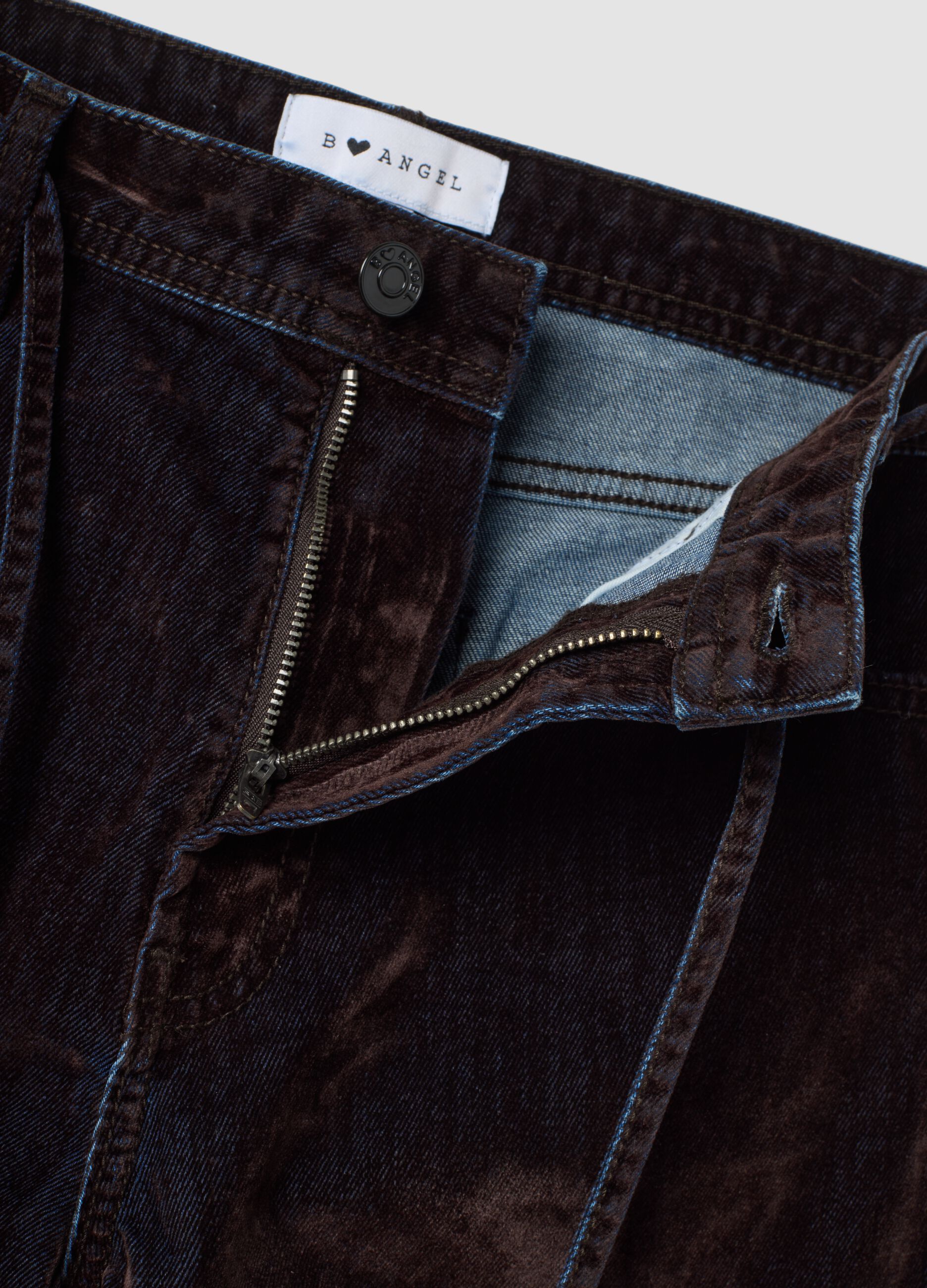Blue and brown pure cotton wide-leg jeans