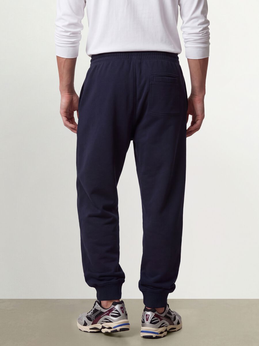 Blue cotton-blend joggers with cuffed hem and drawstring_3