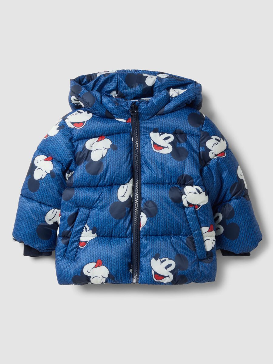 Blue hooded padded jacket with Mickey & Friends print_0