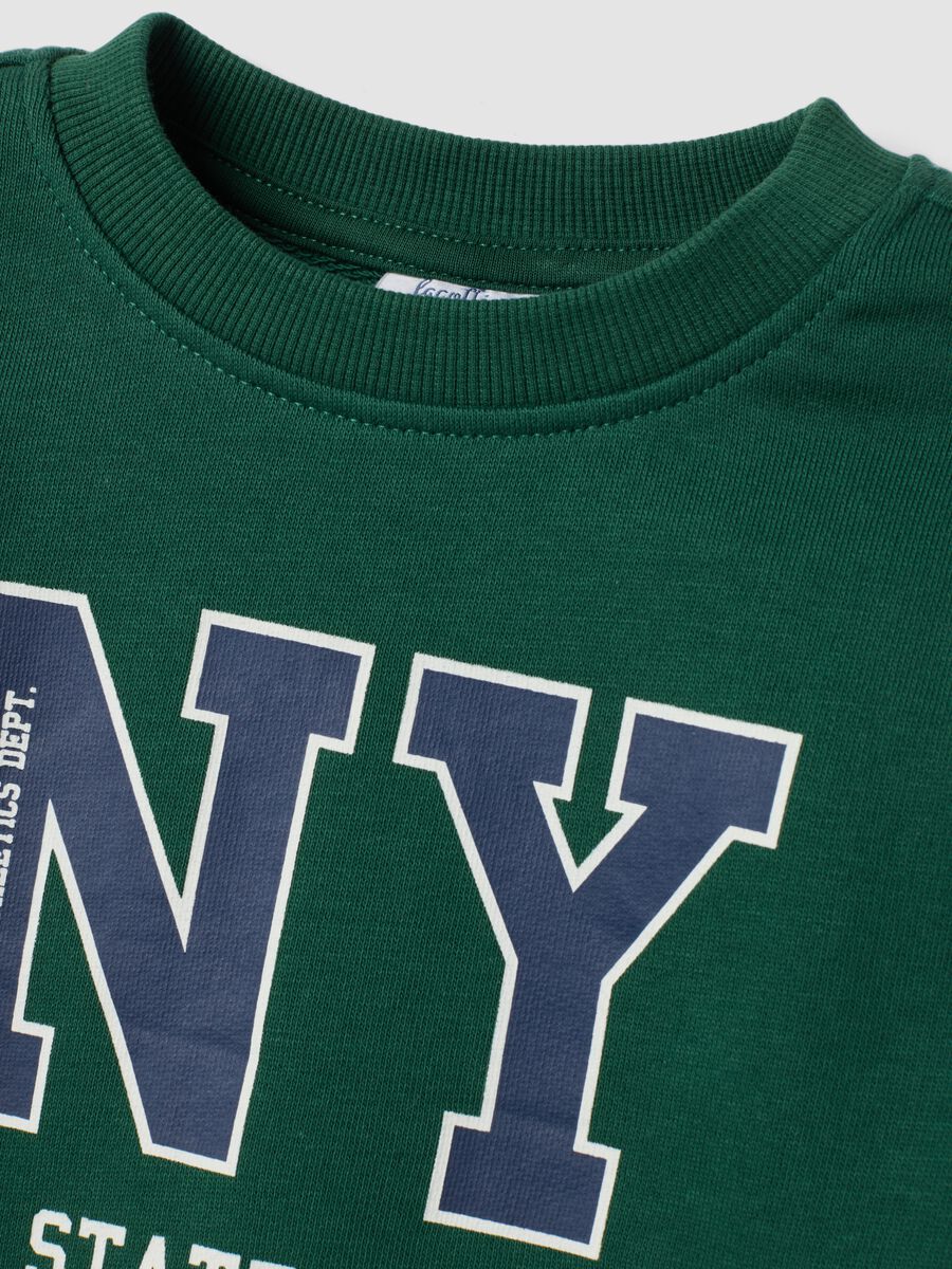 Green pure cotton crew-neck jogger set for baby boy_2