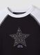 T-shirt blu in cotone elasticizzato con collo a costine_4