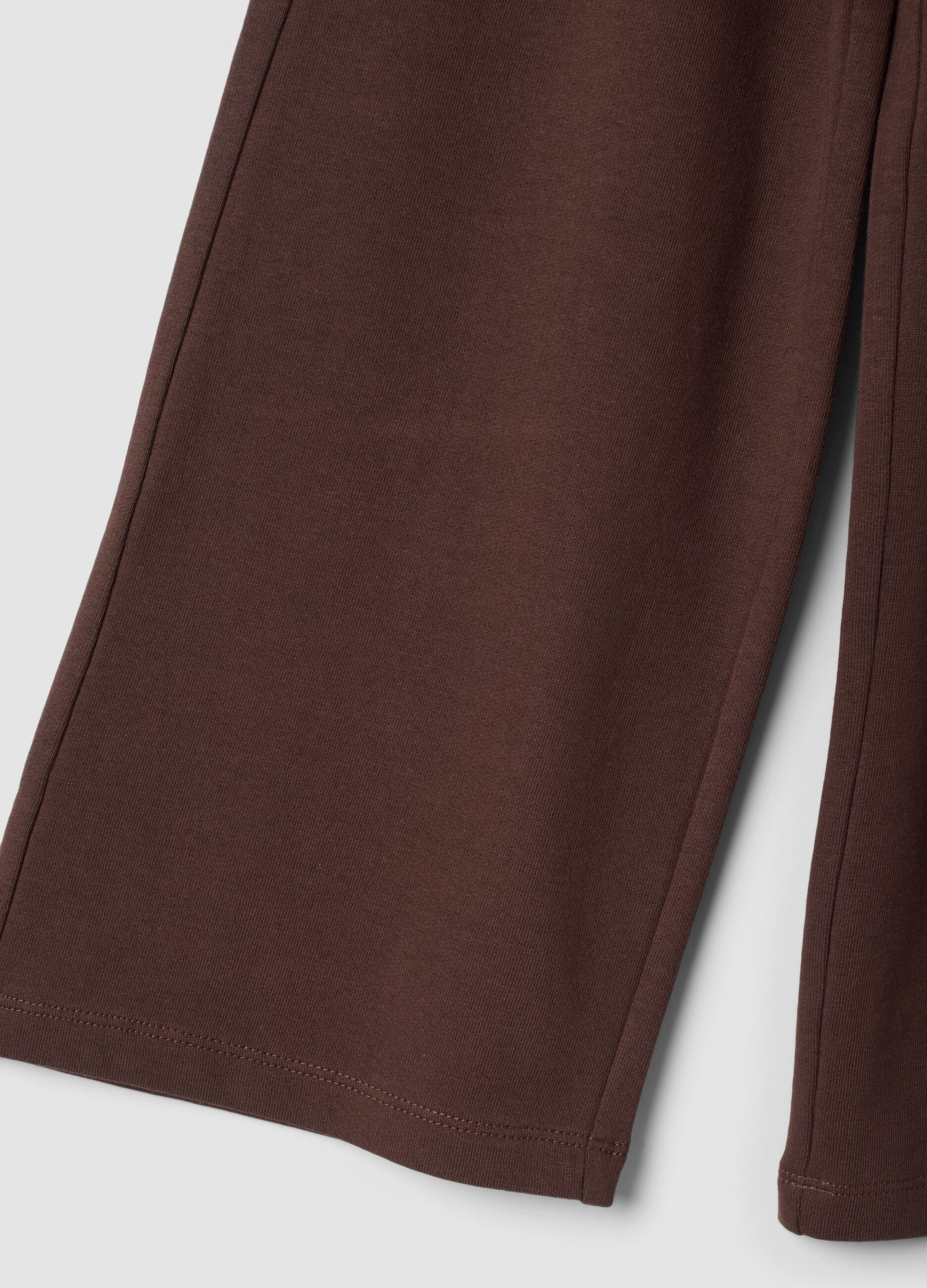 Pantaloni marroni in puro cotone a gamba ampia