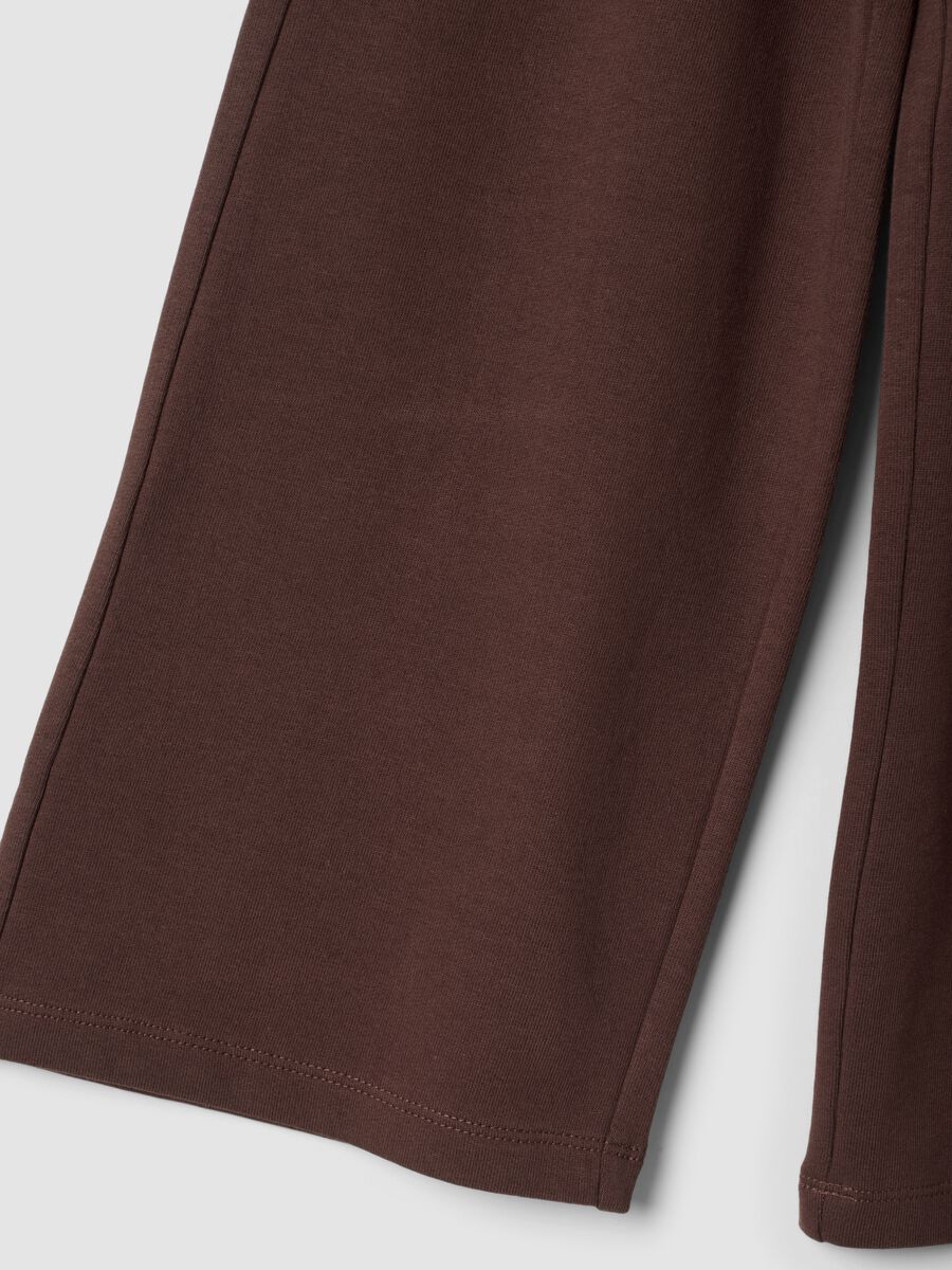 Pantaloni marroni in puro cotone a gamba ampia_3