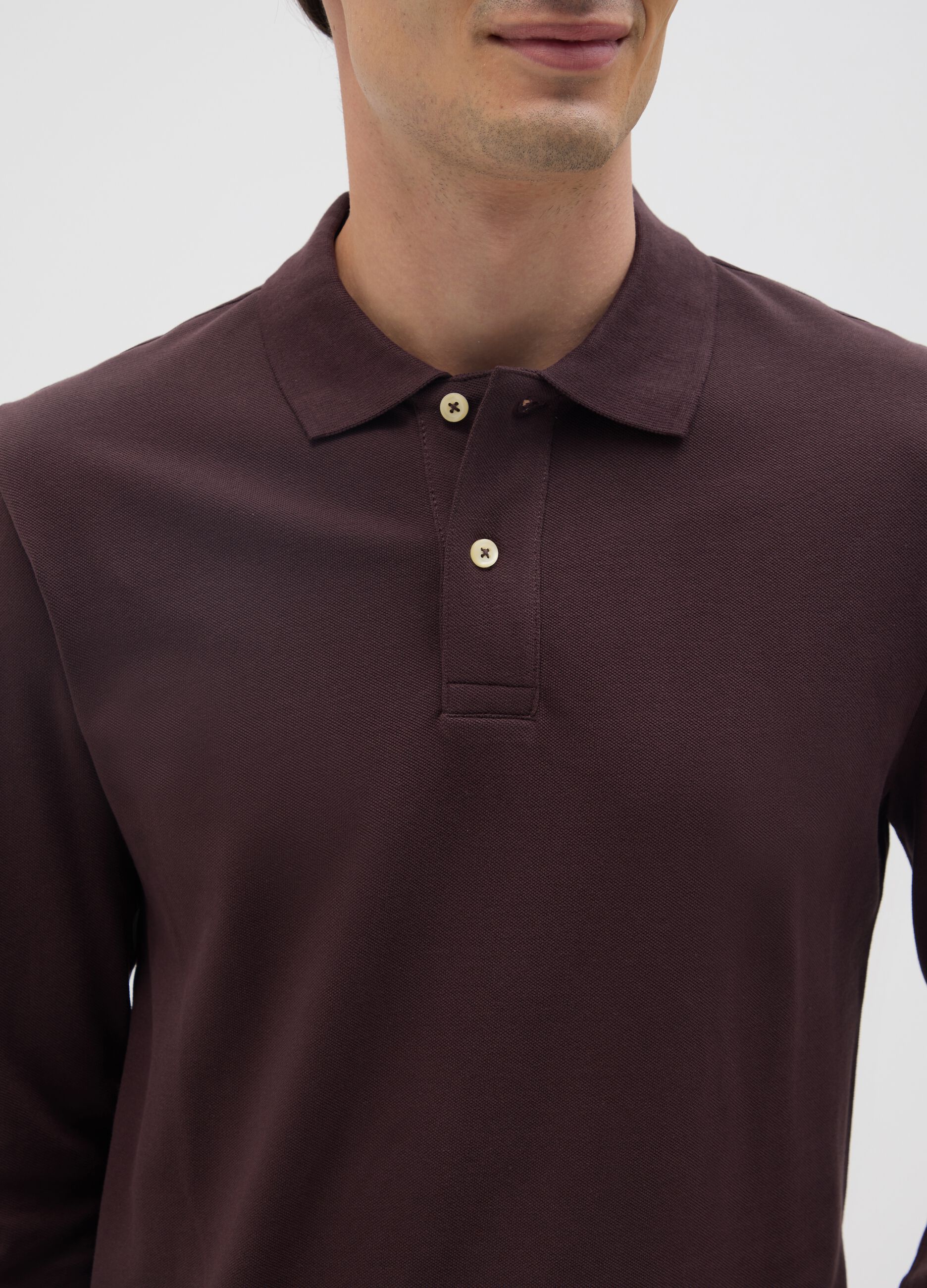 Brown pure cotton polo regular fit