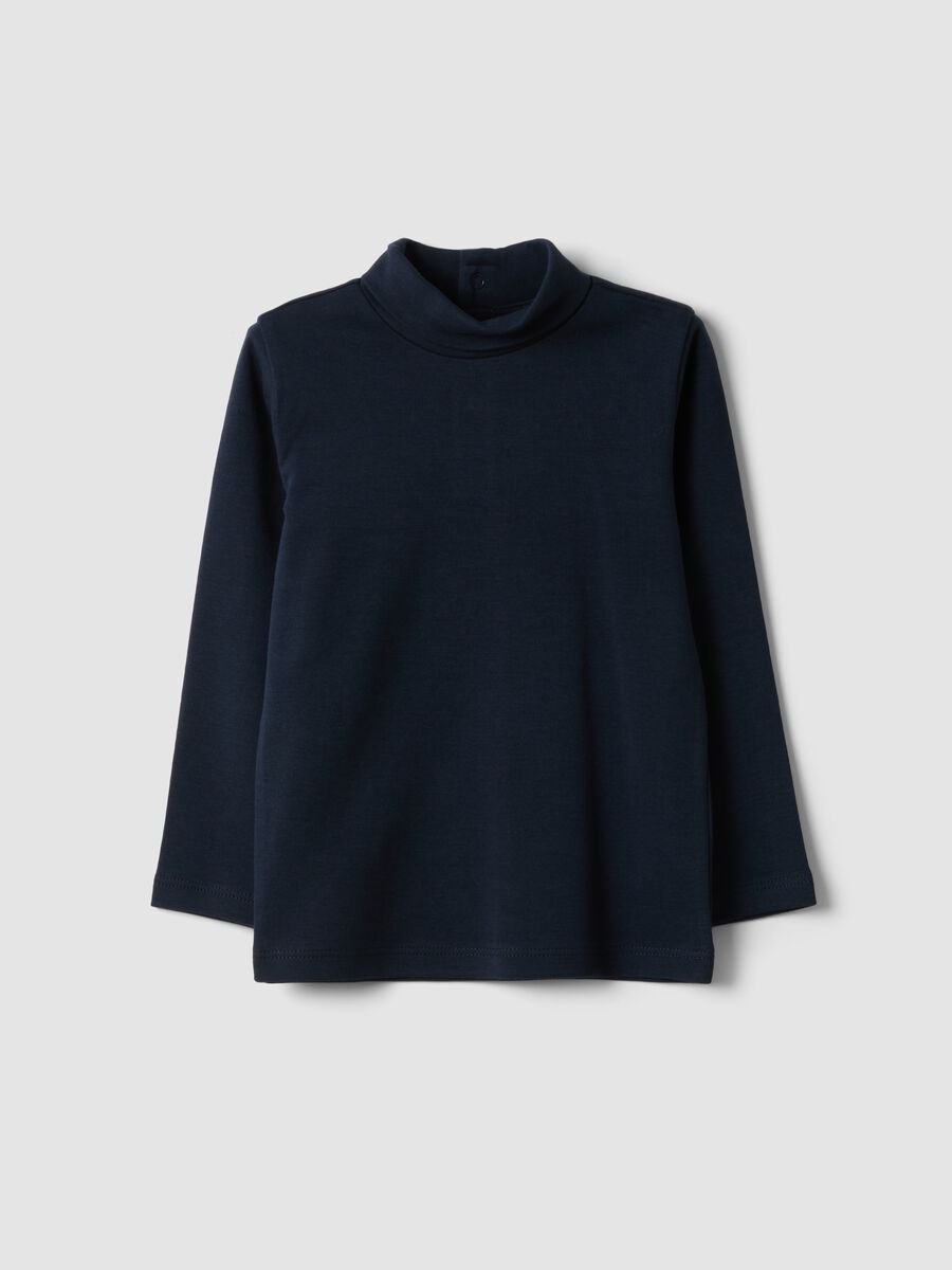 Blue organic cotton polo-neck jumper_0