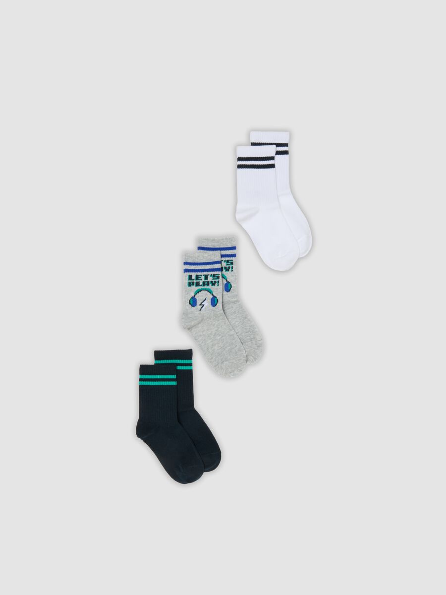 3-pack of multicolour short socks in stretch organic cotton for boys_0