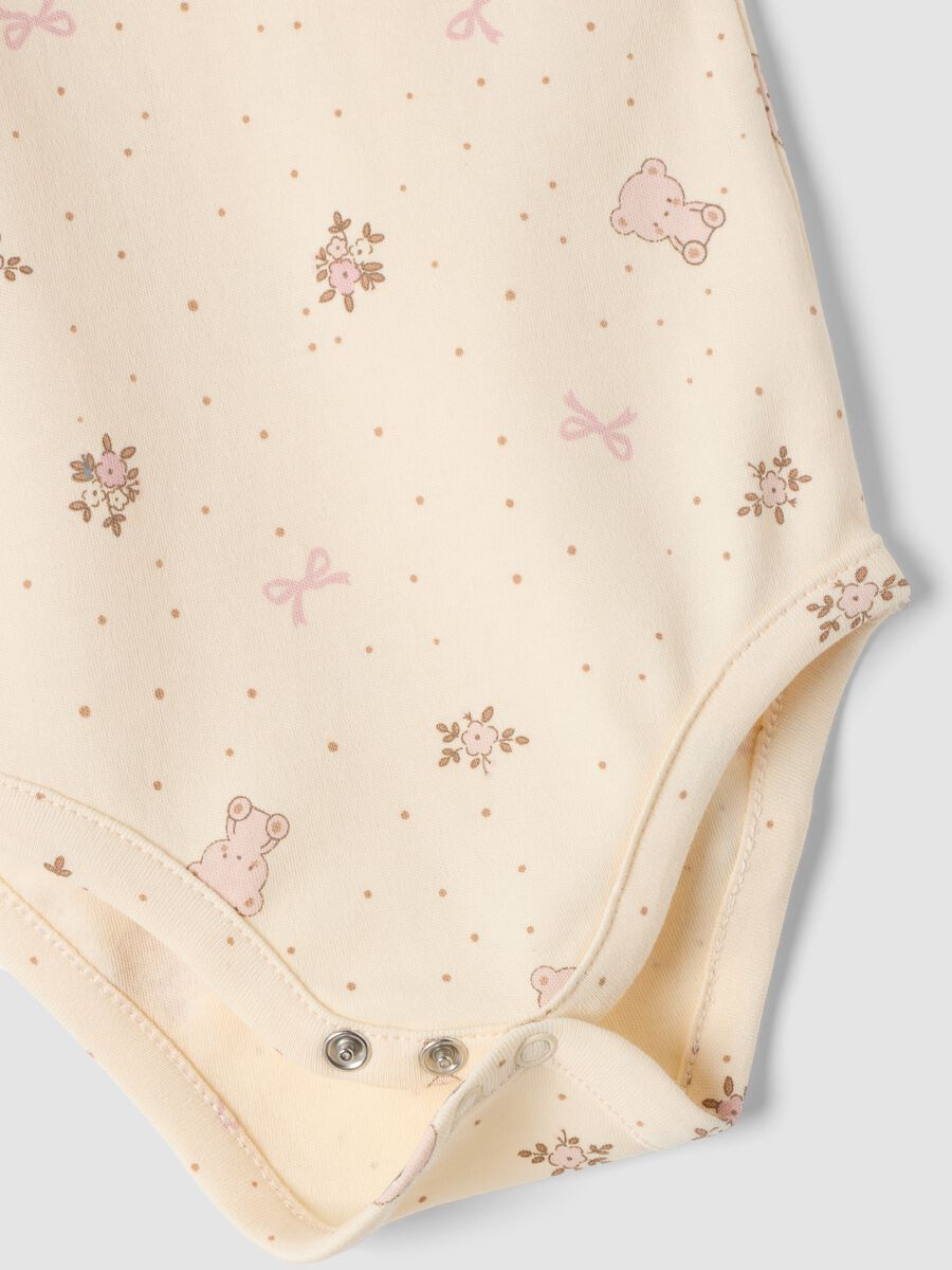 Tripack body rosa e beige in puro cotone organico con fantasia_2
