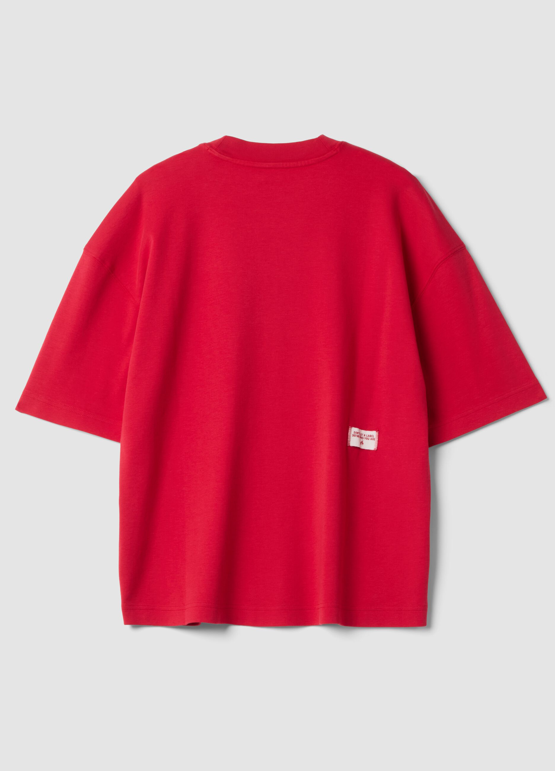 T-shirt rossa girocollo in puro cotone boxy fit